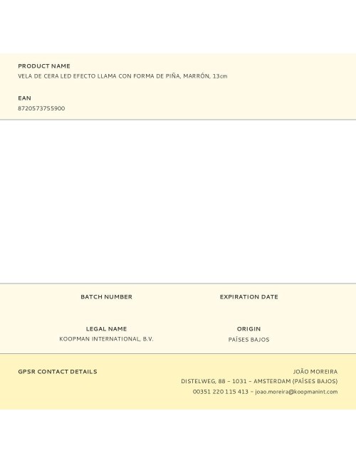 Vela de cera led efecto llama con forma de piña, marrón, 13 cm