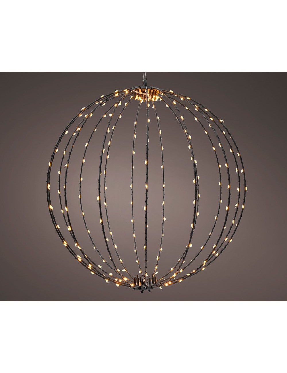 Adorno led colgante bola, de marco metálico negro exterior ø38 cm