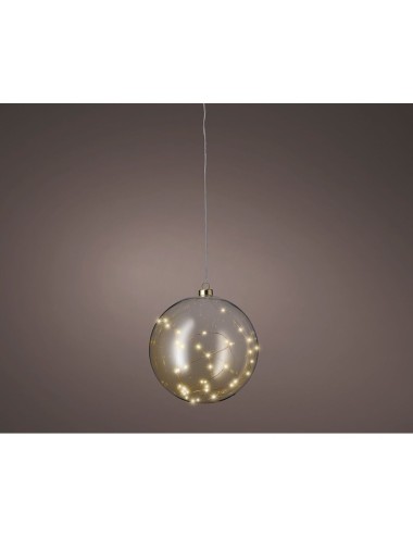 Bola colgante de cristal microled, luz fija blanco calido ø21 cm