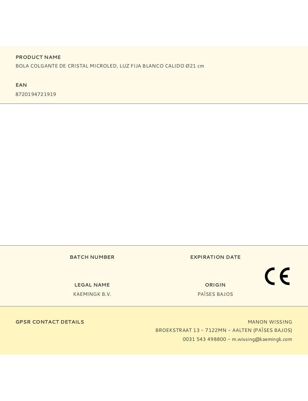 Bola colgante de cristal microled, luz fija blanco calido ø21 cm