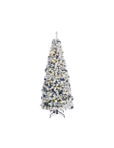Arbol de navidad nevado plegable con microled parpadeantes y adornos, ø64 x 150 cm