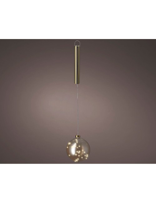 Bola colgante de cristal micro led, dorada, ø14cm.