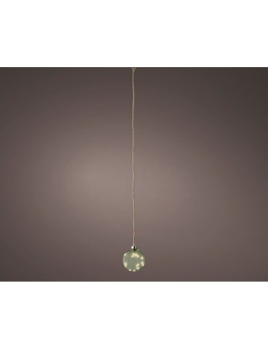 Bola colgante de cristal microled, verde agua , ø10cm.