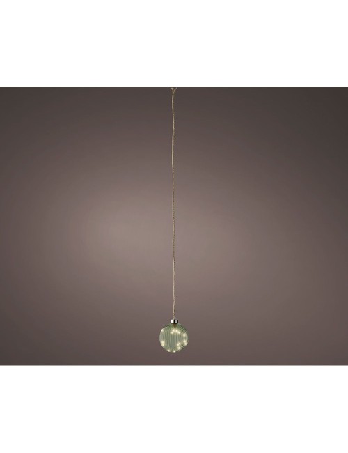 Bola colgante de cristal microled, verde agua , ø10cm.