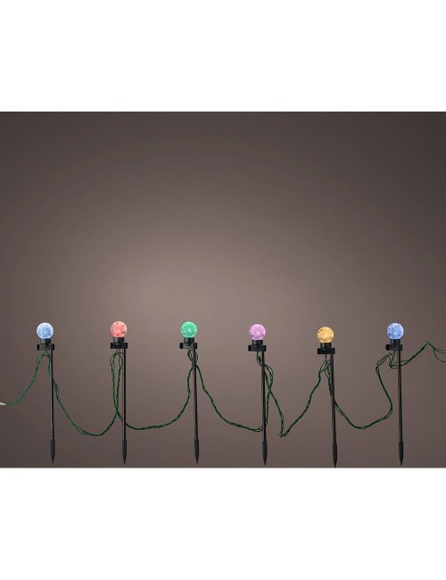 Guirnalda microleds parpadeante, 20 luces con estaca, blanco cálido/multicolor.