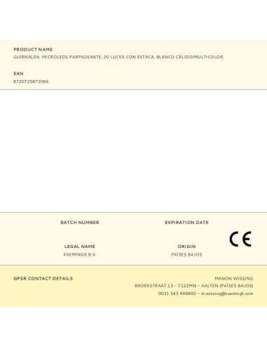 Guirnalda microleds parpadeante, 20 luces con estaca, blanco cálido/multicolor.