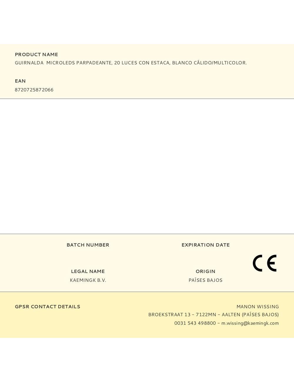 Guirnalda microleds parpadeante, 20 luces con estaca, blanco cálido/multicolor.