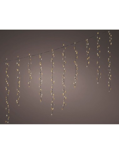 Cortina multifunción, exterior, blanco cálido, 256 leds, 375 x 60 cm