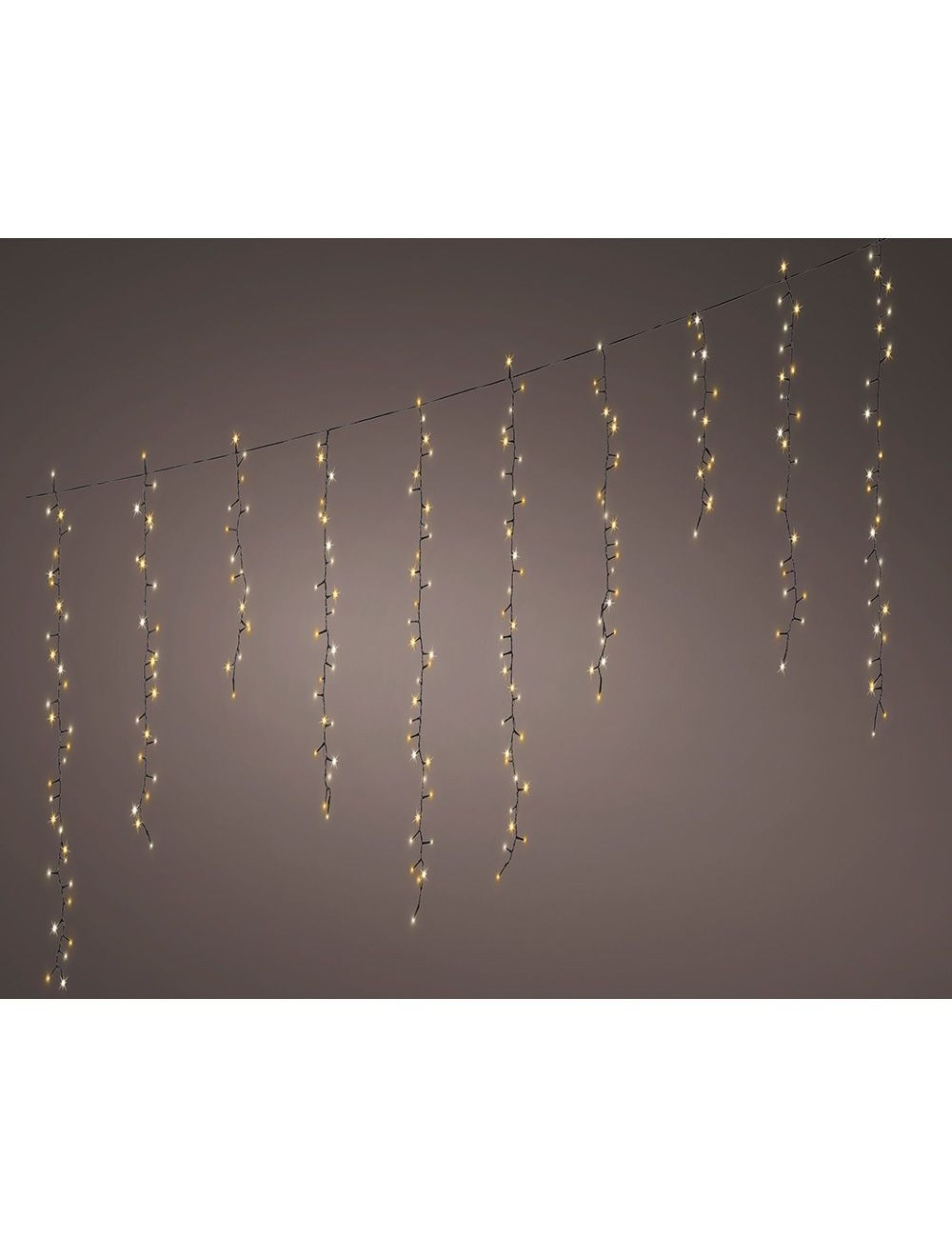 Cortina multifunción, exterior, blanco cálido, 256 leds, 375 x 60 cm