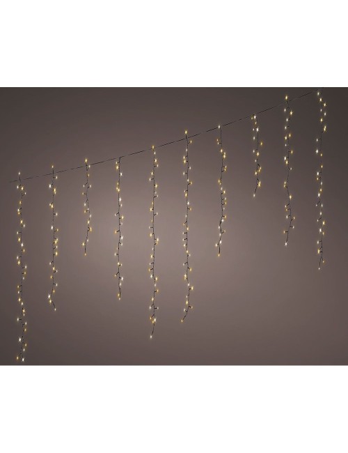 Cortina multifunción, exterior, blanco cálido, 256 leds, 375 x 60 cm