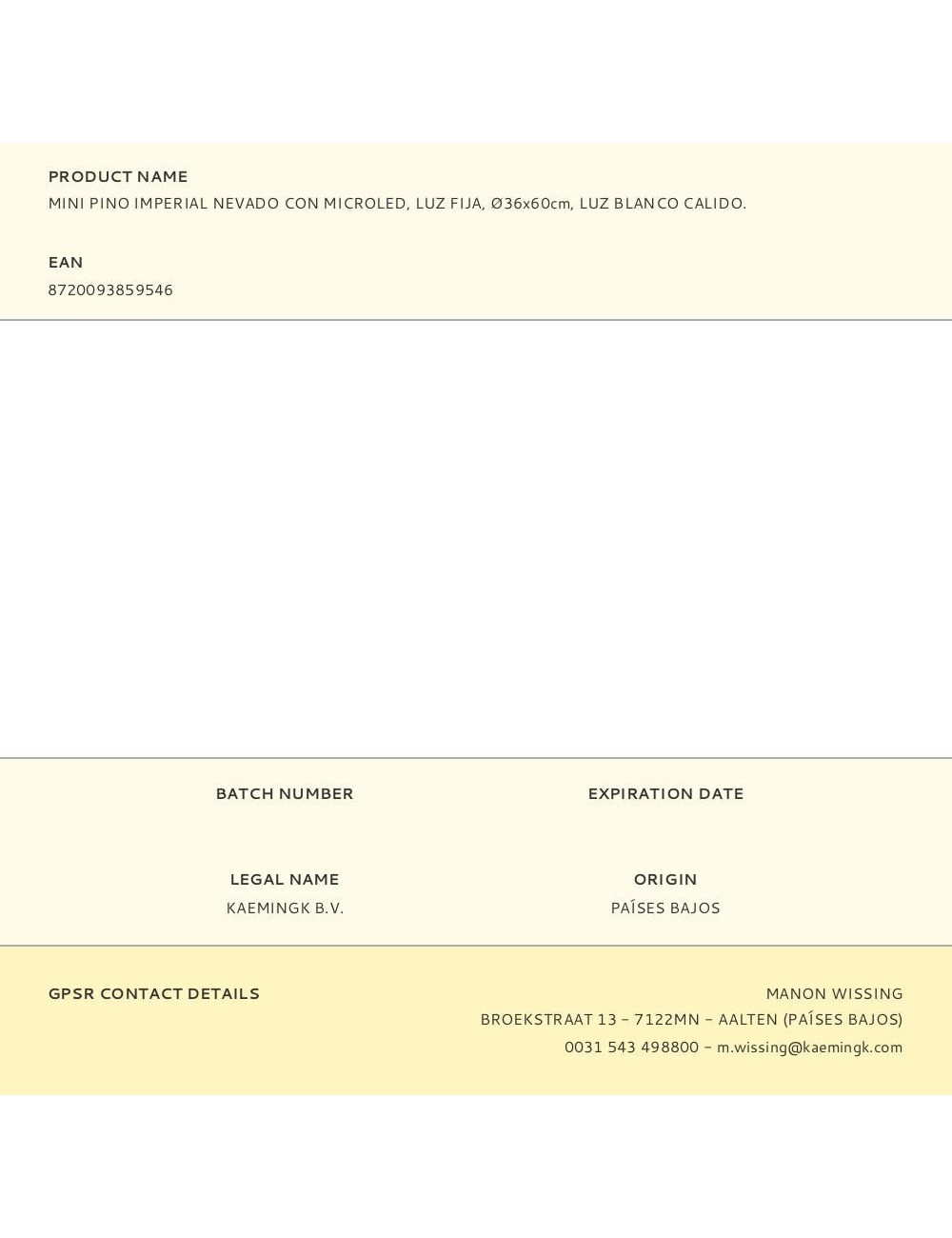 Mini pino imperial nevado con microled, luz fija blanca cálida, ø36 x 60 cm