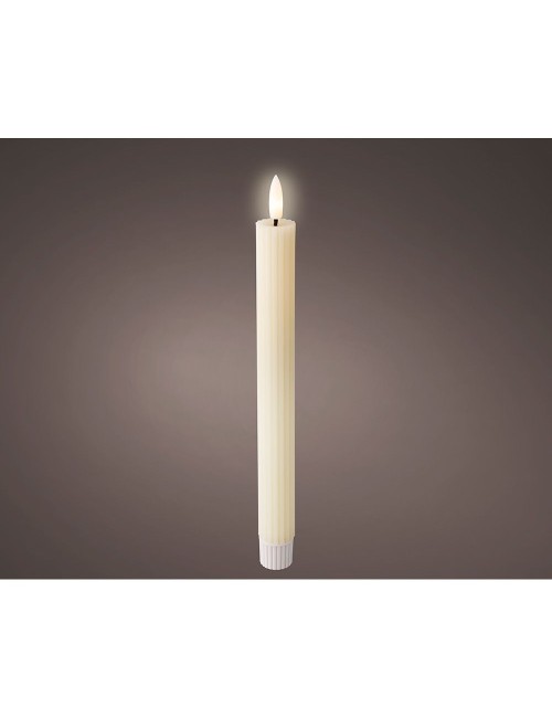 Vela de cera led color beige, relieve ø2,2 x 24,5 cm. pack 2 uds