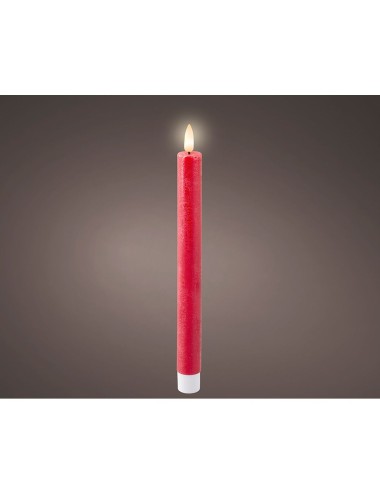 Vela de cera led color rojo ø2,2 x 24,5 cm. pack 2 uds