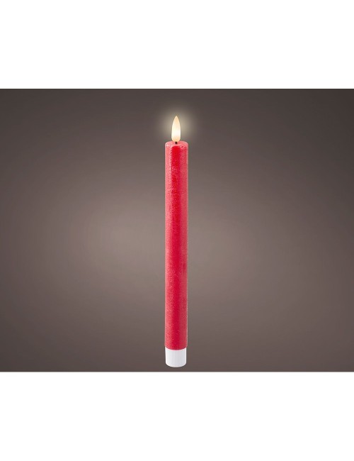 Vela de cera led color rojo ø2,2 x 24,5 cm. pack 2 uds