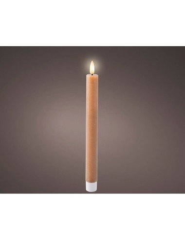Vela de cera led color marrón ø2,2 x 24,5 cm. pack 2 uds