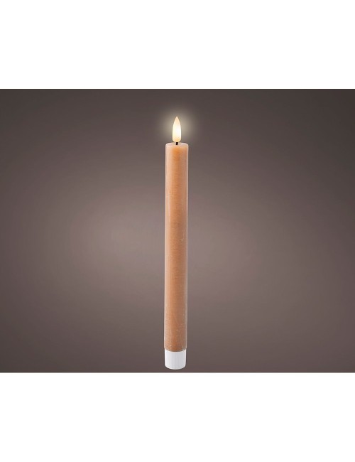 Vela de cera led color marrón ø2,2 x 24,5 cm. pack 2 uds