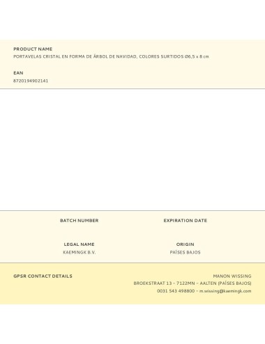 Portavelas cristal en forma de árbol de navidad, colores surtidos ø6,5 x 8 cm