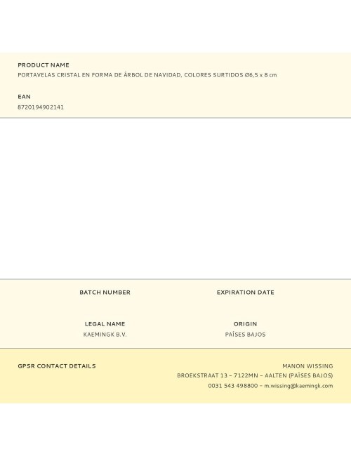 Portavelas cristal en forma de árbol de navidad, colores surtidos ø6,5 x 8 cm