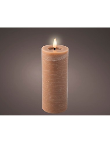 Vela de cera led color marrón ø7 x 19 cm