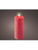 Vela de cera led, color rojo, superficie rústica ø7 x 19 cm
