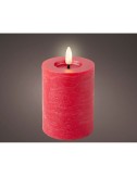 Vela de cera led, color rojo, superficie rústica ø7 x 12 cm