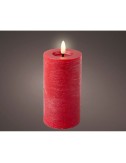Vela de cera led, color rojo, superficie rústica ø7 x 15 cm