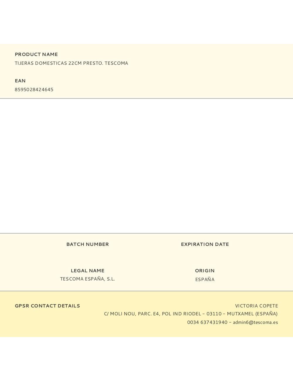 Tijera domésticas presto 22 cm