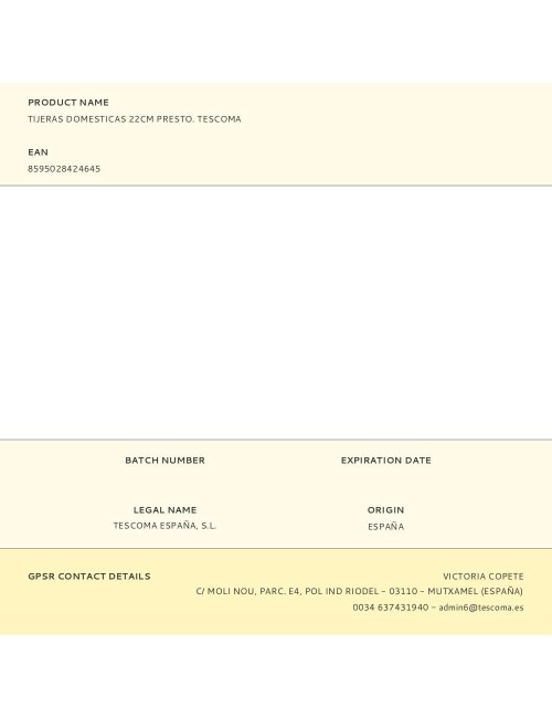 Tijera domésticas presto 22 cm