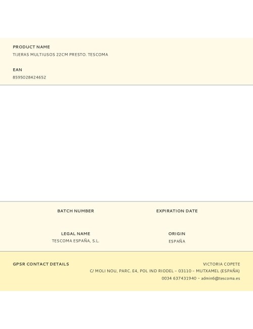 Tijera multiusos presto 22 cm