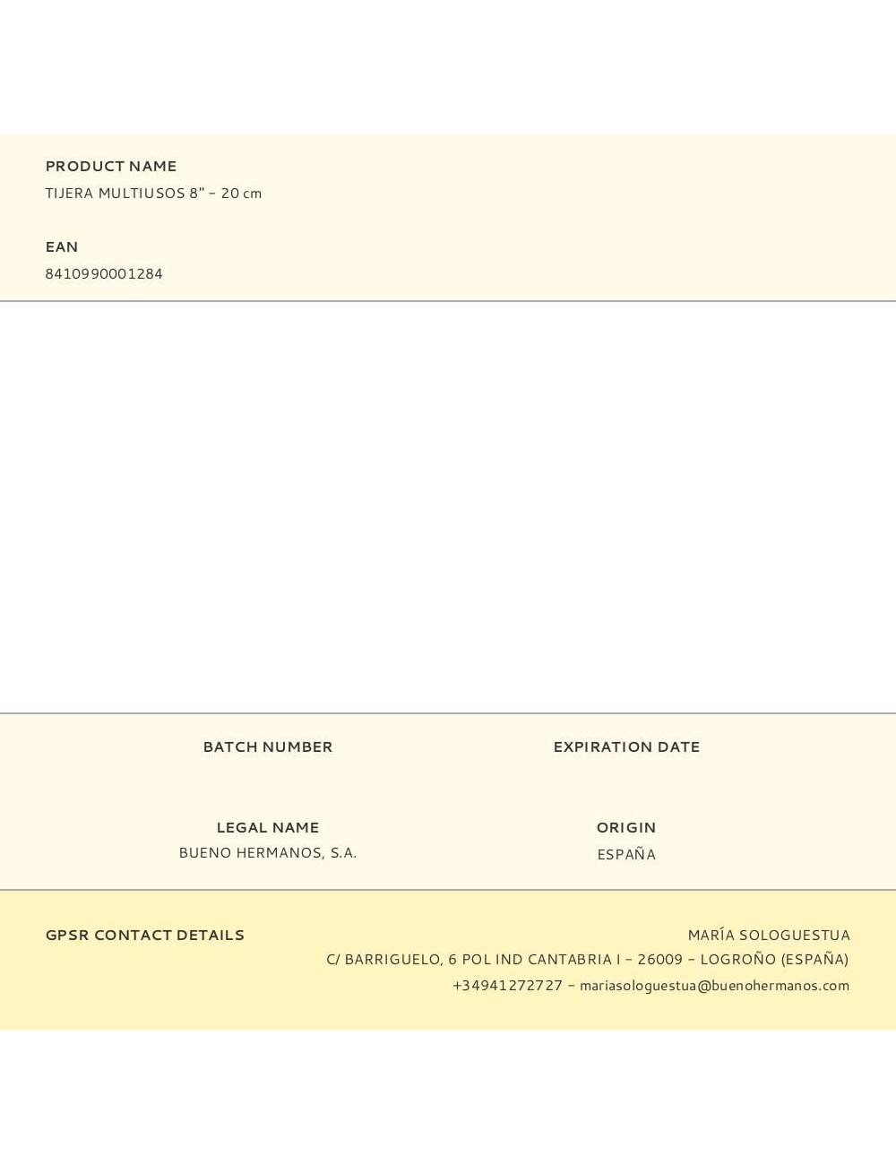 Tijera multiusos 8 pulg - 20 cm