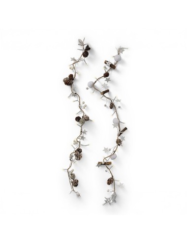 Guirnalda piñas y estrellas, 24 leds, luz cálida, interior, 1,20 m