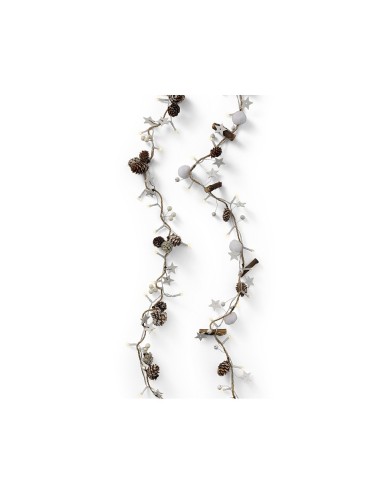 Guirnalda piñas y estrellas, 24 leds, luz cálida, interior, 1,20 m