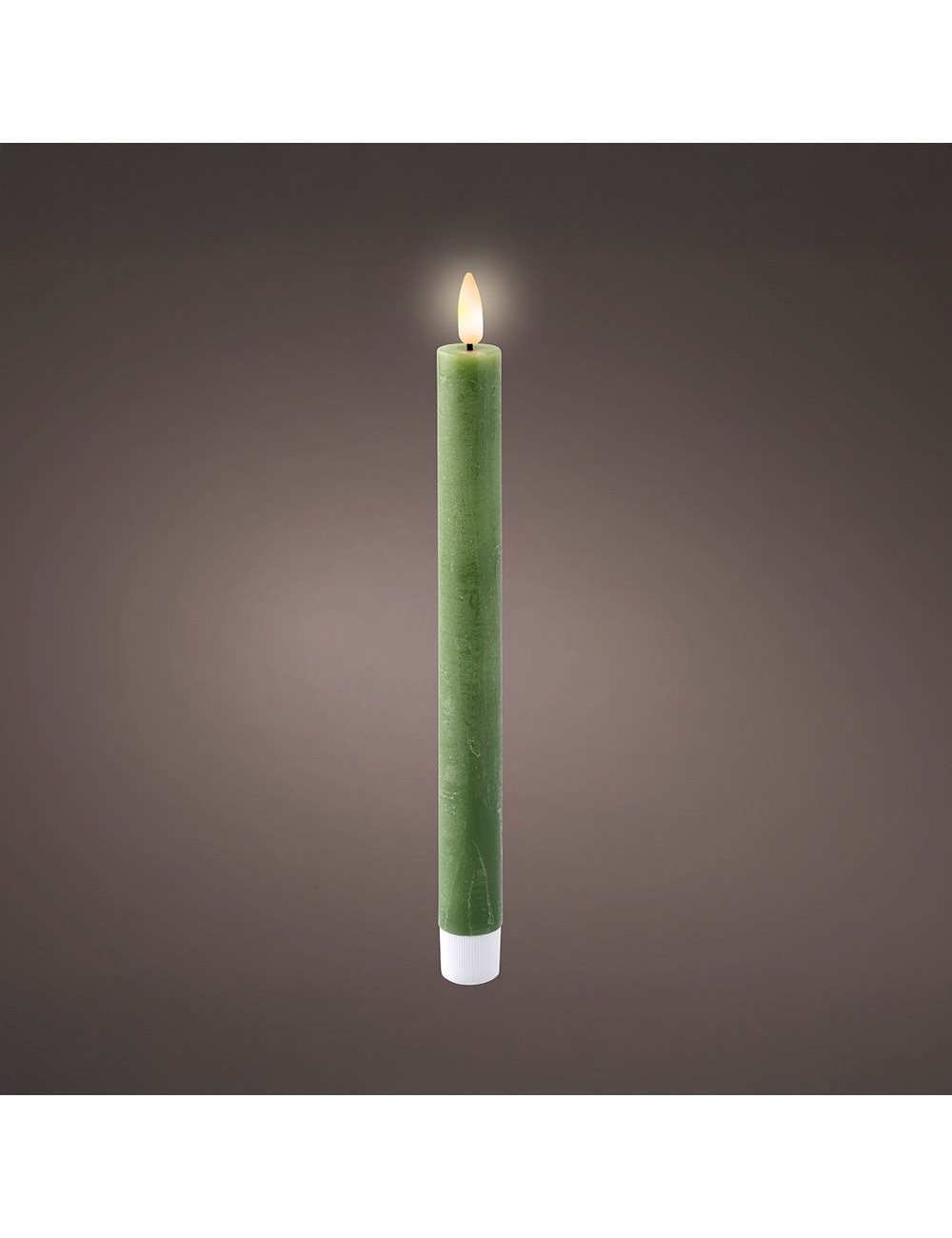 Vela de cera led color verde, acabado rústico, ø2,20 x 24,50 cm, pack 2 uds