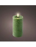 Vela de cera led, color verde, acabado rústico, ø7 x 15 cm