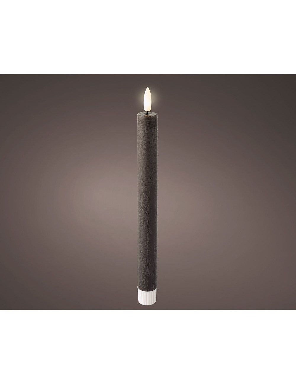 Vela de cera led efecto llama color gris, ø2 x 24,5 cm, 2 uds