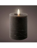 Vela de cera led, color gris antracita, superficie rústica, ø7 x 11,2 cm