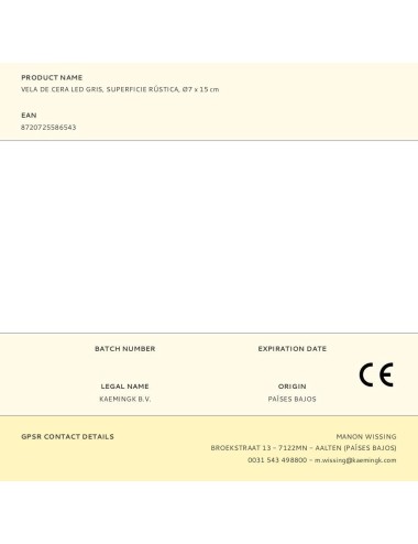 Vela de cera led, color gris antracita, superficie rústica, ø7 x 15 cm