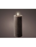 Vela de cera led, color gris antracita, superficie rústica ø7 x 19 cm