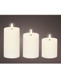 Vela de cera led color blanco ø7 cm con diferentes alturas, 3 uds