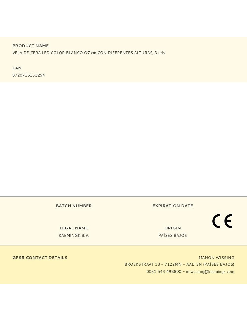 Vela de cera led color blanco ø7 cm con diferentes alturas, 3 uds