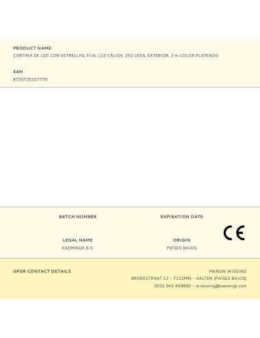 Cortina de led con estrellas, fija, luz cálida, 252 leds, exterior, 2 m color plateado