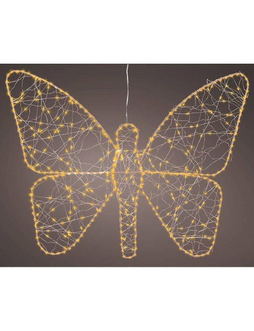 Luz led decorativa mariposa de metal 436 led, exterior, microled, dorada 43 x 58 cm