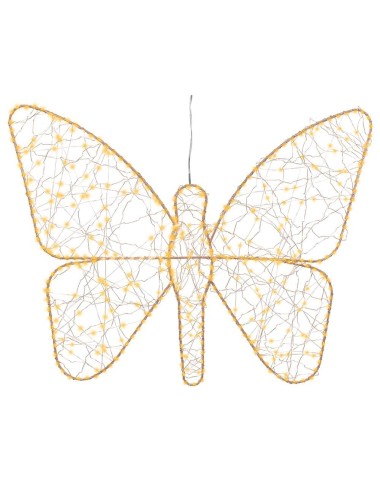 Luz led decorativa mariposa de metal 436 led, exterior, microled, dorada 43 x 58 cm