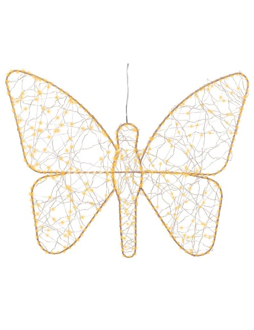 Luz led decorativa mariposa de metal 436 led, exterior, microled, dorada 43 x 58 cm