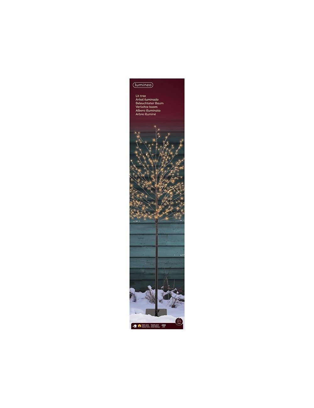 Árbol iluminado 480 leds, luz cálida, exterior, 1,5 m