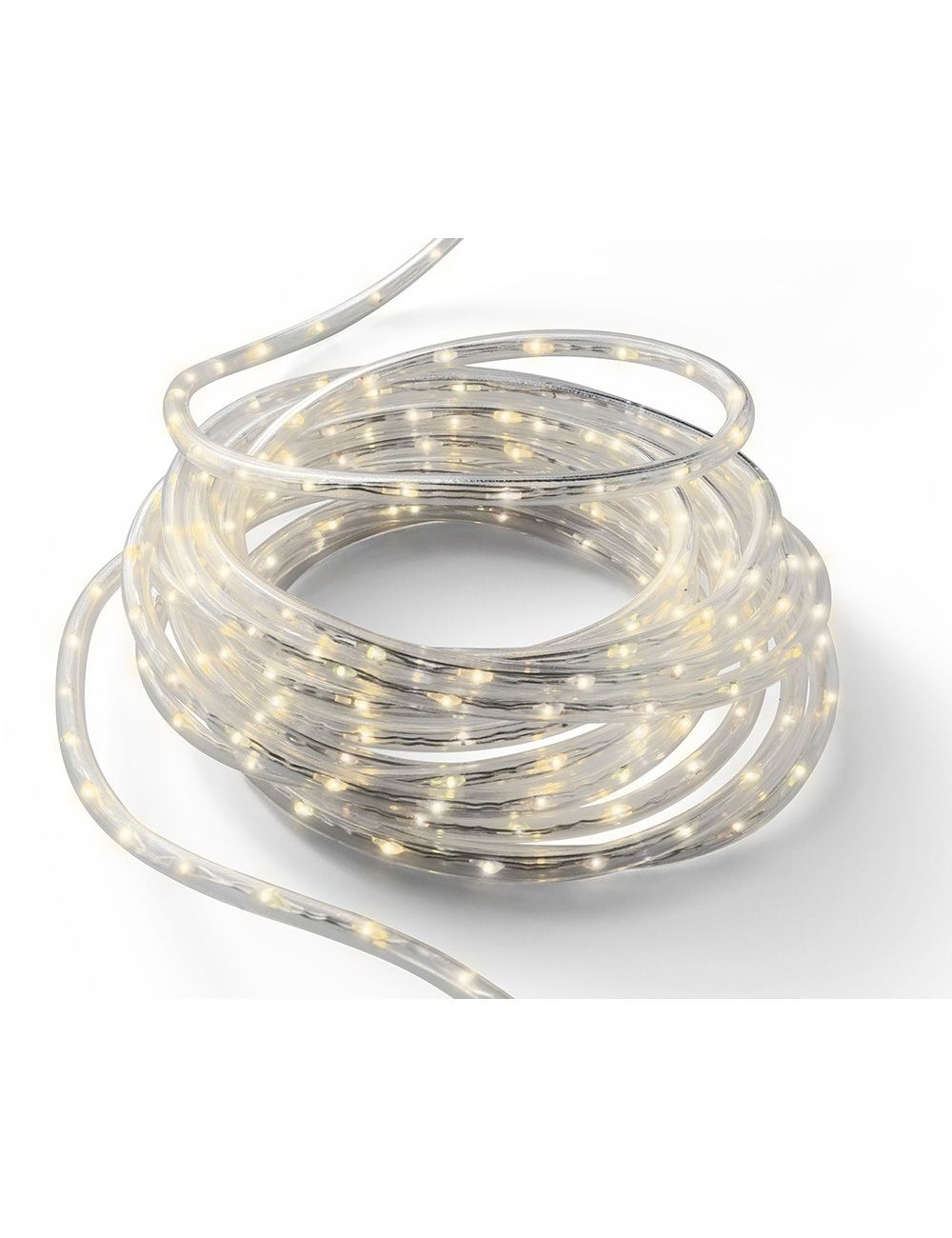 Cordón de luces led blanco cálido, uso exterior, 567 leds, 8 funciones, alambre plateado, 9 m