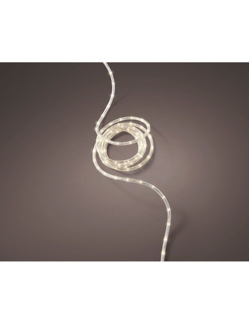 Cordón de luces led blanco cálido, uso exterior, 216 leds, 8 funciones, alambre plateado, 9 m