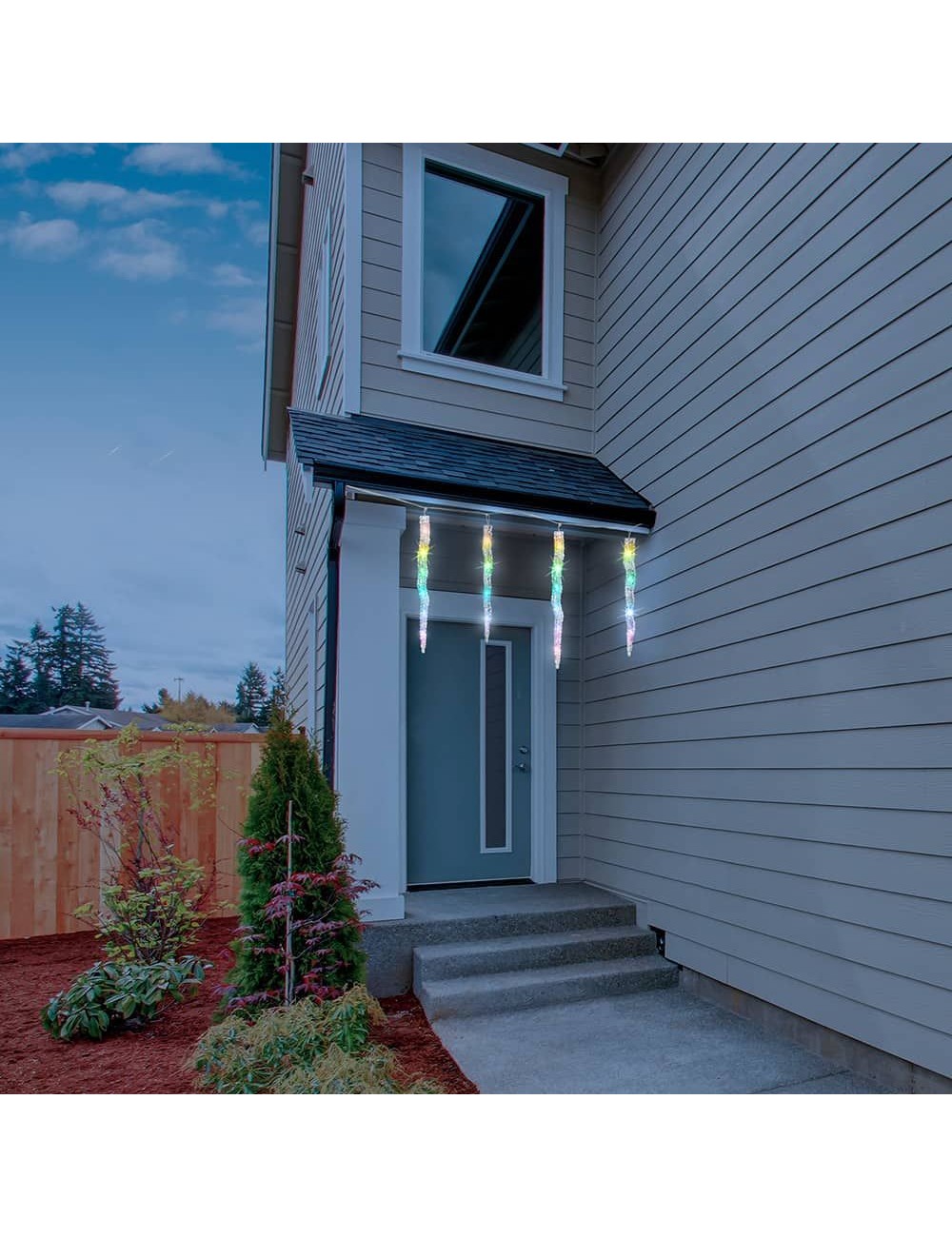 Cortina led carámbanos 60 leds, blanco cálido / multicolor, exterior, 3,6 m