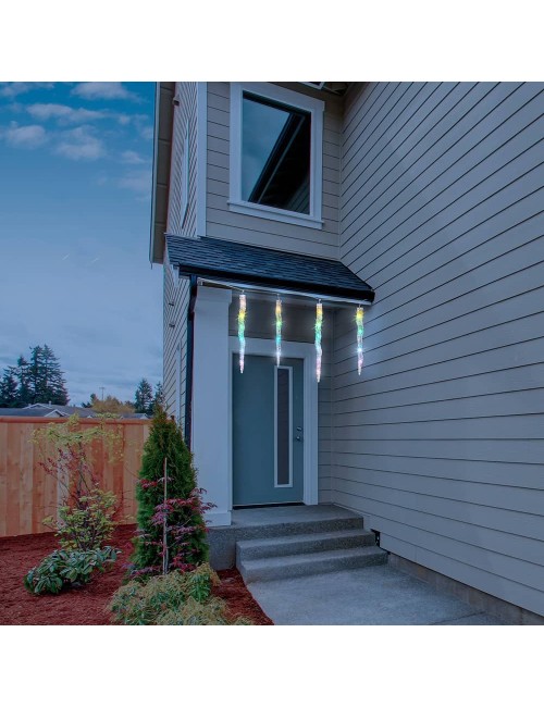 Cortina led carámbanos 60 leds, blanco cálido / multicolor, exterior, 3,6 m