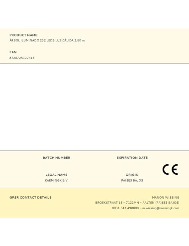 Árbol iluminado 232 leds luz cálida 1,80 m